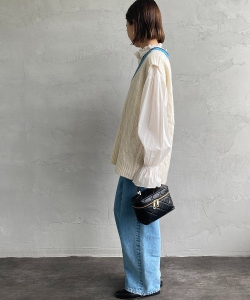 THE SHINZONE（ザ　シンゾーン）の「[THE SHINZONE/ザ シンゾーン] チルデン Vネックニットベスト（ベスト・レディース・ホワイト/グリーン・F）」の15枚目の写真