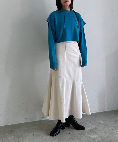 PAGEBOY（ページボーイ）の「コールテンマーメイドスカート（スカート・レディース・ブラック/オレンジ/アイボリー/ミント・FREE）」の6枚目の写真