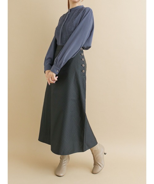 Te chichi（テチチ）の「キルティングジャカードフレアスカート（スカート・レディース・ブラック/ブラウン・SMALL/MEDIUM）」の4枚目の写真