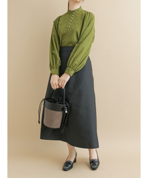 Te chichi（テチチ）の「キルティングジャカードフレアスカート（スカート・レディース・ブラック/ブラウン・SMALL/MEDIUM）」の5枚目の写真