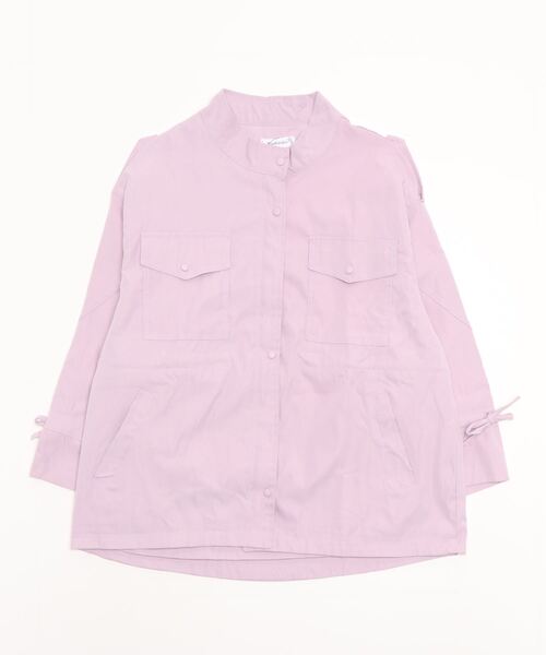 WEGO(ウィゴー)の「WEGO/リボンウエストシャーリングブルゾン(ミリタリージャケット・レディース・パープル/ホワイト・FREE)」の1枚目の写真