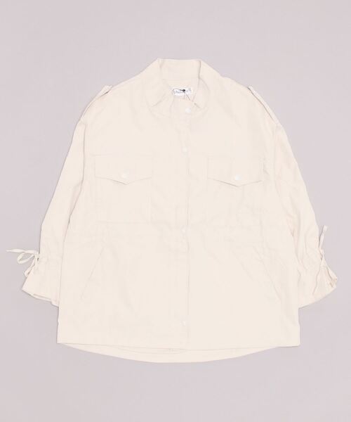 WEGO(ウィゴー)の「WEGO/リボンウエストシャーリングブルゾン(ミリタリージャケット・レディース・パープル/ホワイト・FREE)」の2枚目の写真