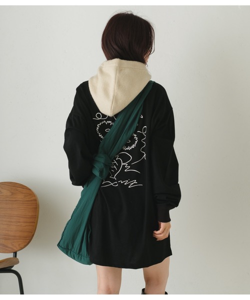 Kastane（カスタネ）の「【UNISEX】SIXSENCE FLOWERロンT（Tシャツ/カットソー・レディース・オフホワイト/ブラック・M/XL）」の13枚目の写真