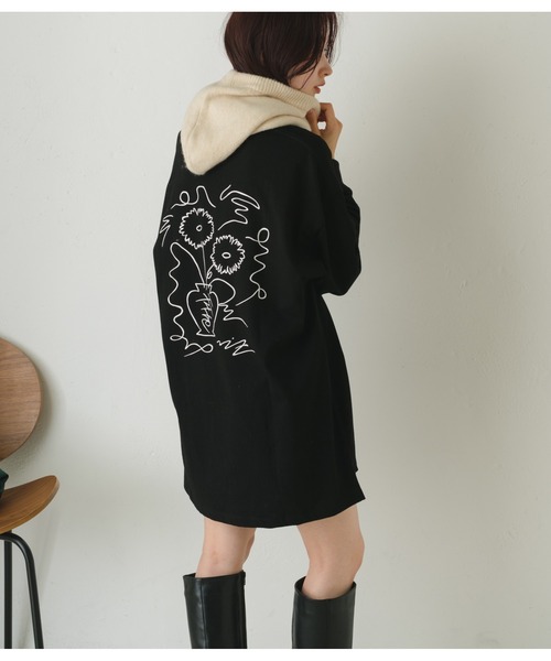 Kastane（カスタネ）の「【UNISEX】SIXSENCE FLOWERロンT（Tシャツ/カットソー・レディース・オフホワイト/ブラック・M/XL）」の10枚目の写真