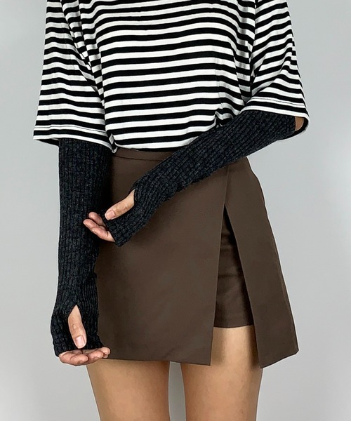 me+em select(ミームセレクト)の「肘丈リブアームウォーマー(アームカバー・レディース・アイボリー/ブラック/グレー/チャコールグレー・FREE)」の4枚目の写真