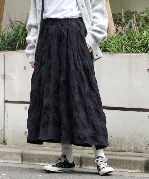 HARVESTY（ハーベスティ）の「HARVESTY/ハーベスティ イージーカルメンスカートシュリンク ロングスカート（スカート・レディース・ブラック/オリーブ/アイボリー・2/1）」の15枚目の写真