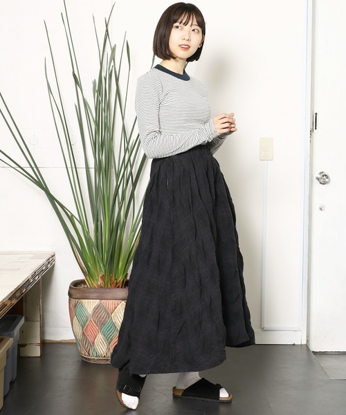 HARVESTY（ハーベスティ）の「HARVESTY/ハーベスティ イージーカルメンスカートシュリンク ロングスカート（スカート・レディース・ブラック/オリーブ/アイボリー・2/1）」の17枚目の写真