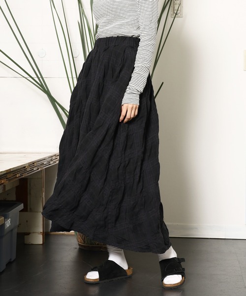 HARVESTY（ハーベスティ）の「HARVESTY/ハーベスティ イージーカルメンスカートシュリンク ロングスカート（スカート・レディース・ブラック/オリーブ/アイボリー・2/1）」の16枚目の写真