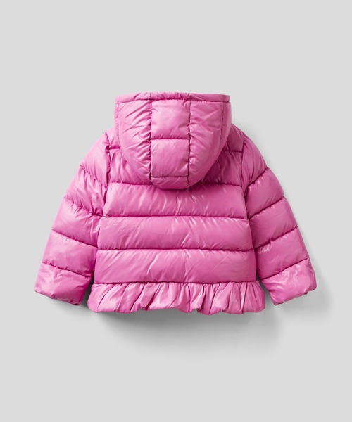 BENETTON (UNITED COLORS OF BENETTON)(ベネトンユナイテッドカラーズオブベネトン)の「【GREEN B】キッズフード付きフリル中綿ジャケットG(その他アウター・キッズ・ホワイト系その他/ピンク・104/X-SMALL/116/90/82/98)」の5枚目の写真