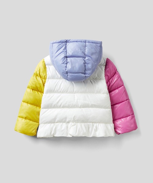 BENETTON (UNITED COLORS OF BENETTON)(ベネトンユナイテッドカラーズオブベネトン)の「【GREEN B】キッズフード付きフリル中綿ジャケットG(その他アウター・キッズ・ホワイト系その他/ピンク・104/X-SMALL/116/90/82/98)」の7枚目の写真