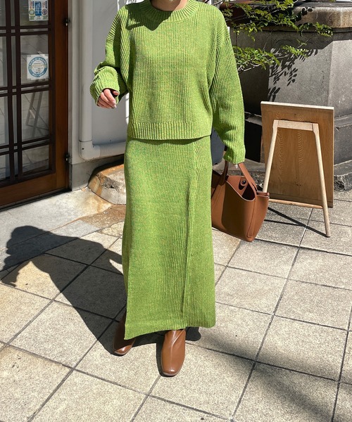 LE MORE（リモア）の「ミックスヤーンペンシルニットスカート（スカート・レディース・ブラック/ベージュ/グリーン・FREE）」の2枚目の写真