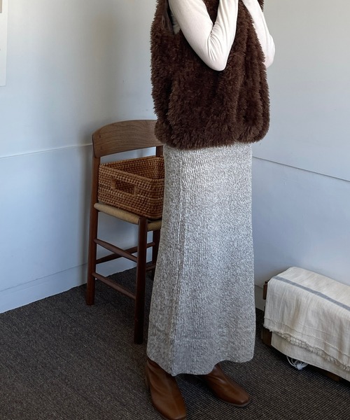 LE MORE（リモア）の「ミックスヤーンペンシルニットスカート（スカート・レディース・ブラック/ベージュ/グリーン・FREE）」の7枚目の写真