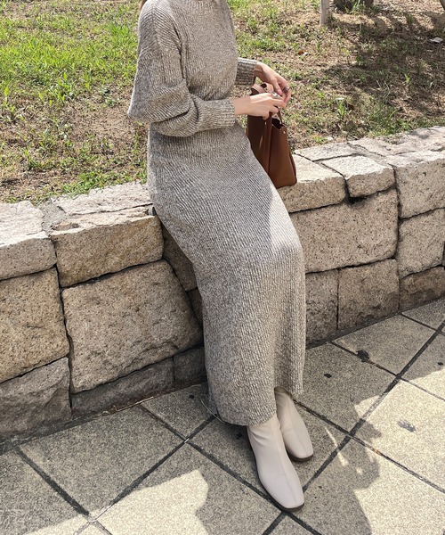 LE MORE（リモア）の「ミックスヤーンペンシルニットスカート（スカート・レディース・ブラック/ベージュ/グリーン・FREE）」の4枚目の写真