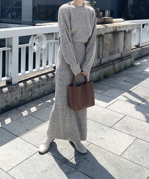 LE MORE（リモア）の「ミックスヤーンペンシルニットスカート（スカート・レディース・ブラック/ベージュ/グリーン・FREE）」の9枚目の写真