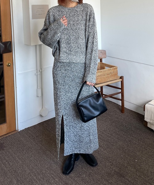 LE MORE（リモア）の「ミックスヤーンペンシルニットスカート（スカート・レディース・ブラック/ベージュ/グリーン・FREE）」の8枚目の写真