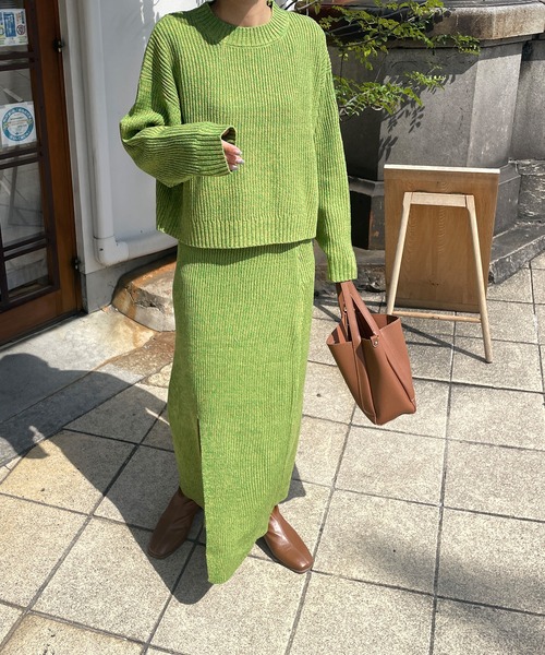 LE MORE（リモア）の「ミックスヤーンペンシルニットスカート（スカート・レディース・ブラック/ベージュ/グリーン・FREE）」の12枚目の写真