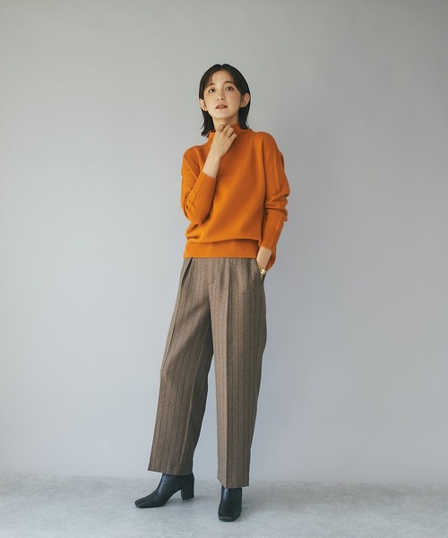 RIVE DROITE(リヴドロワ)の「小山田早織さんスタイリング/ウール100ボトルネックニット(ニット/セーター・レディース・グレー/ブルー/オレンジ/オフホワイト/パープル/グリーン系その他/ベージュ・FREE)」の10枚目の写真