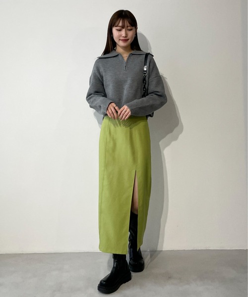 EPIMI E'PIMMY（エピミエピミー）の「ハーフジッププルオーバー（ニット/セーター・レディース・ベージュ/オフホワイト/ブルー/杢グレー・MEDIUM）」の13枚目の写真