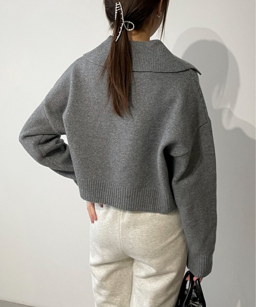 EPIMI E'PIMMY（エピミエピミー）の「ハーフジッププルオーバー（ニット/セーター・レディース・ベージュ/オフホワイト/ブルー/杢グレー・MEDIUM）」の15枚目の写真