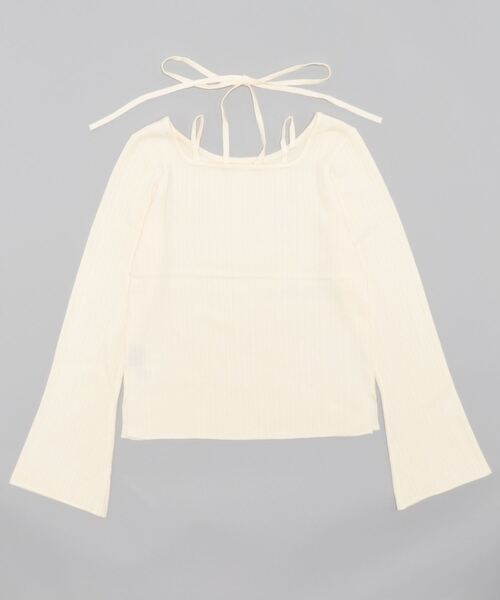 KOBE LETTUCE（コウベレタス）の「[ SAORIさんコラボ ] 2wayリボンタイリブニットトップス（ニット/セーター・レディース・ブラック/アイボリー・M/S）」の7枚目の写真