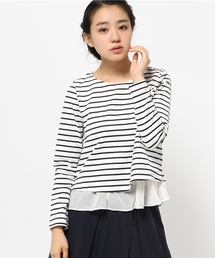 earth music&ecology | 裾シフォンボーダープルオーバー(Tシャツ/カットソー)