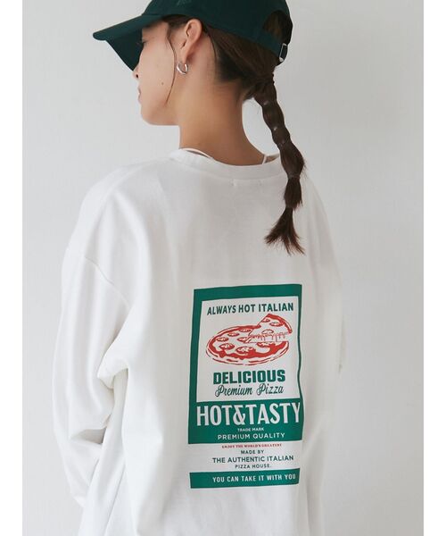 MURUA(ムルーア)の「ピザADロンT(Tシャツ/カットソー・レディース・ブラック/ホワイト/ライトブルー・FREE)」の4枚目の写真