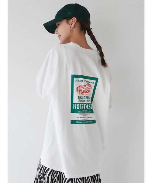 MURUA(ムルーア)の「ピザADロンT(Tシャツ/カットソー・レディース・ブラック/ホワイト/ライトブルー・FREE)」の5枚目の写真