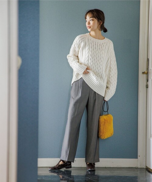 THE SHOP TK (ザ ショップ ティーケー )の「◆【美脚シルエット/あったか裏起毛/洗える】ソフトタッチワイドストレートパンツ(その他パンツ・レディース・ブラウン系2/ホワイト系4・11/12/13/14)」の10枚目の写真