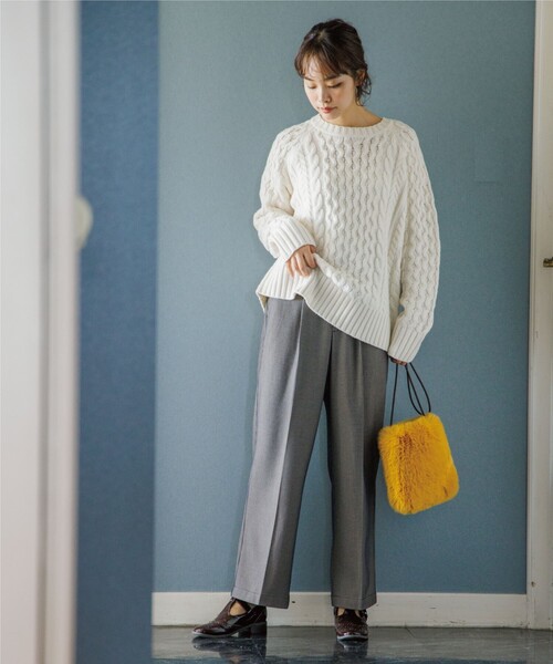 THE SHOP TK (ザ ショップ ティーケー )の「◆【美脚シルエット/あったか裏起毛/洗える】ソフトタッチワイドストレートパンツ(その他パンツ・レディース・ブラウン系2/ホワイト系4・11/12/13/14)」の11枚目の写真