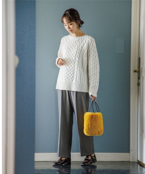 THE SHOP TK (ザ ショップ ティーケー )の「◆【美脚シルエット/あったか裏起毛/洗える】ソフトタッチワイドストレートパンツ(その他パンツ・レディース・ブラウン系2/ホワイト系4・11/12/13/14)」の13枚目の写真