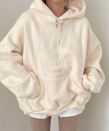 2023新作 韓国ファッション スウェット レディース 裏起毛あり LOOSE刺繍ロゴフーディー パーカー オーバーサイズ ビッグシルエット 2023AW 秋冬新作
