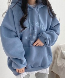 Dalfwin | 2023新作 韓国ファッション スウェット レディース　裏起毛あり　LOOSE刺繍ロゴフーディー パーカー　オーバーサイズ ビッグシルエット 2023SS 春新作(パーカー)