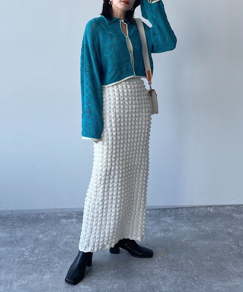 PAGEBOY（ページボーイ）の「スクエアジャガードタイトスカート（スカート・レディース・ブラック/オフホワイト・FREE）」の3枚目の写真