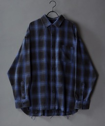 SITRY | chemical wash oversize ombre check shirt/ケミカルウォッシュ オーバーサイズ オンブレ チェック シャツ(シャツ/ブラウス)
