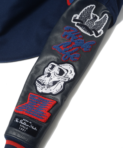 XLARGE スタジャン M ネイビー/ホワイト スタジャン メンズ レディース スタジアムジャンパー MA-1