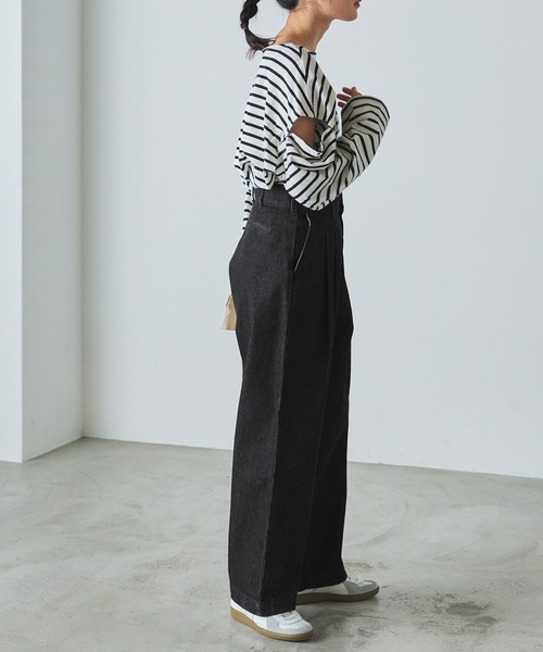 sunsea ワイドストレートパンツ　ブラック SUNSEA(サンシー) TEKETEKE LONG PANTSスラックスパンツ22A44