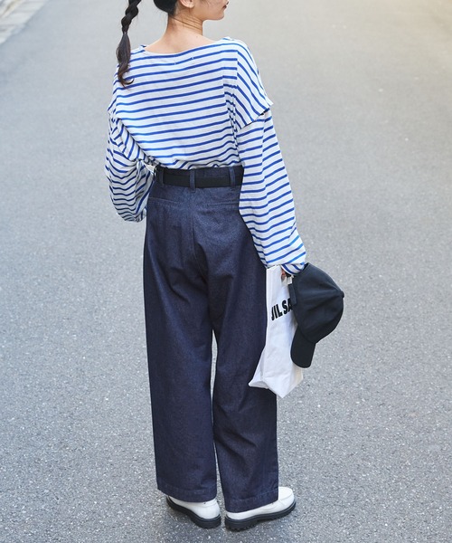 forksy.（フォルクシー）の「【forksy.】デニム2タックワイドストレートパンツ（デニムパンツ・レディース・インディゴブルー/サックスブルー/ブラック/グレー・S/M/L）」の13枚目の写真