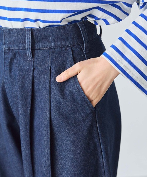 forksy.】デニム2タックワイドストレートパンツ（デニムパンツ