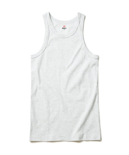 HANES（ヘインズ）の「【Hanes/ヘインズ】BEEFY ビーフィー【タフで伸びにくい】リブタンクトップ ビーフィー 厚手・透けない ヘビーウェイト 無地（タンクトップ・メンズ・ホワイト/ネイビー/杢グレー/ブラック・MEDIUM/X-LARGE/LARGE）」の4枚目の写真