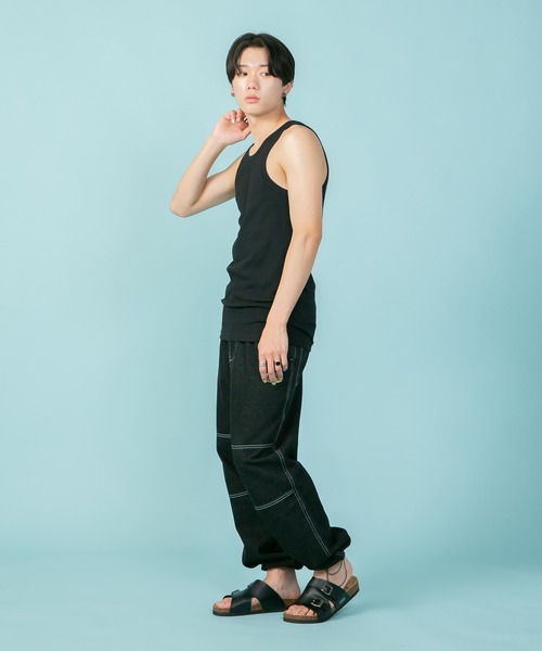 HANES（ヘインズ）の「【Hanes/ヘインズ】BEEFY ビーフィー【タフで伸びにくい】リブタンクトップ ビーフィー 厚手・透けない ヘビーウェイト 無地（タンクトップ・メンズ・ホワイト/ネイビー/杢グレー/ブラック・MEDIUM/X-LARGE/LARGE）」の7枚目の写真