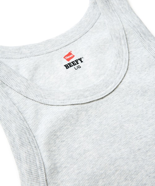 HANES（ヘインズ）の「【Hanes/ヘインズ】BEEFY ビーフィー【タフで伸びにくい】リブタンクトップ ビーフィー 厚手・透けない ヘビーウェイト 無地（タンクトップ・メンズ・ホワイト/ネイビー/杢グレー/ブラック・MEDIUM/X-LARGE/LARGE）」の14枚目の写真