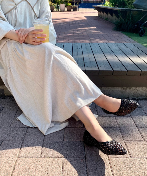 Bridget Birkin(ブリジットバーキン)の「【Bridget Birkin】編みメッシュフラットシューズ(531500)(パンプス・レディース・イエロー/ホワイト/キャメル/ブラック・23.5/24/23/24.5/22.5)」の14枚目の写真