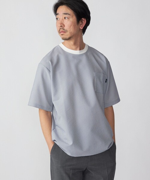   半袖 シアサッカー キルティング トップス Tシャツ SHIPS: COOLMAX(R) シアサッカー Tシャツ（Tシャツ/カットソー