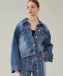 【IHNN/イン】OPEN SLEEVE DENIM JACKET/オープンスリーブデニムジャケット/