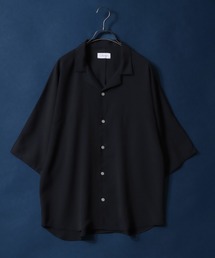 Amunzen Oversized Dolman Sleeve Open Collar Shirt/梨地 オーバーサイズ ドルマンスリーブ オープンカラーシャツ