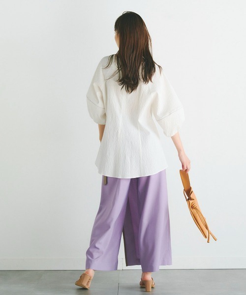 コットンリップルブラウス《洗濯機で洗える》