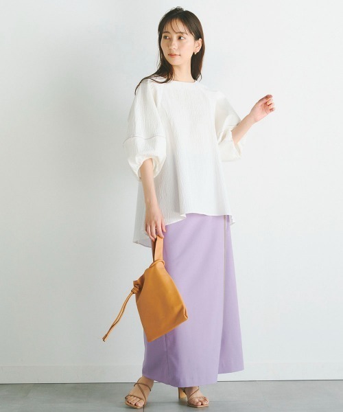 コットンリップルブラウス《洗濯機で洗える》