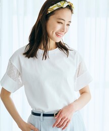 grove | ワンテクがスタイリングをアップデート！袖シフォン切り替えTシャツ(Tシャツ/カットソー)