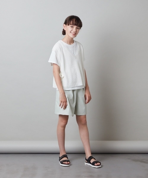 a.v.v（アーヴェヴェ）の「[140-150]【2点セット】サイドリボンメッシュニットベストセット（ベスト・キッズ・ブラック/アイボリー・140/150）」の12枚目の写真