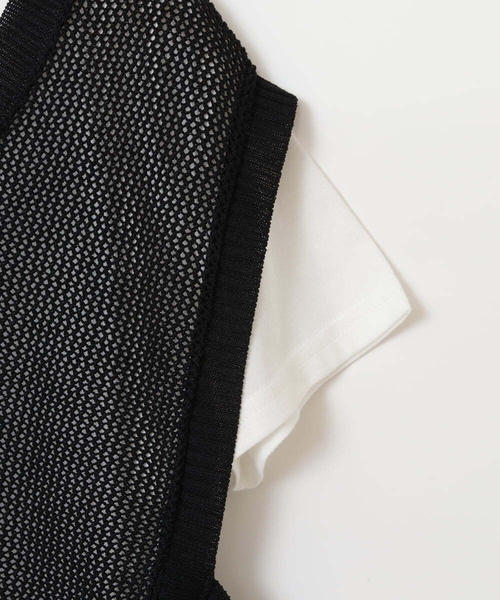 a.v.v（アーヴェヴェ）の「[140-150]【2点セット】サイドリボンメッシュニットベストセット（ベスト・キッズ・ブラック/アイボリー・140/150）」の19枚目の写真
